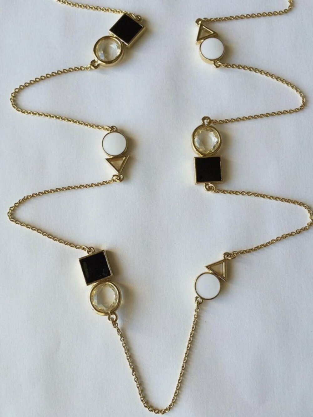 Kate Spade Ipanema Tile Scatter Necklace Gold Black White Long